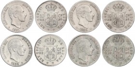 PESETA SYSTEM: ALFONSO XII
Lote 4 monedas 10 Centavos de Peso. 1881, 1882, 1883 y 1885. MANILA. (Limpiadas). A EXAMINAR. MBC- a EBC-.