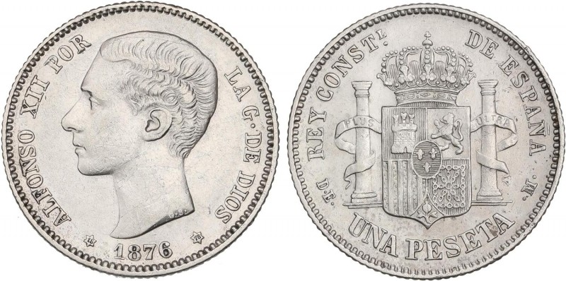 PESETA SYSTEM: ALFONSO XII
1 Peseta. 1876 (*18-76). D.E.-M. MBC+.