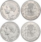 PESETA SYSTEM: ALFONSO XII
Lote 2 monedas 1 Peseta. 1882 (*18-82) y 1883 (*18-83). M.S.-M. MBC+ a EBC-.