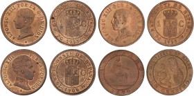 PESETA SYSTEM: LOTS
Lote 4 monedas 1 Céntimo. 1870, 1906, 1912 y 1913. GOBIERNO PROVISIONAL, ALFONSO XIII. 1870 O.M., 1906 (*6) S.L.-V., 1912 (*2) P....