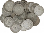 PESETA SYSTEM: LOTS
Lote 30 monedas 5 Pesetas. 1870 a 1898. GOBIERNO PROVISIONAL a ALFONSO XIII. Alguna repetida. IMPRESCINDIBLE EXAMINAR. BC+ a MBC.