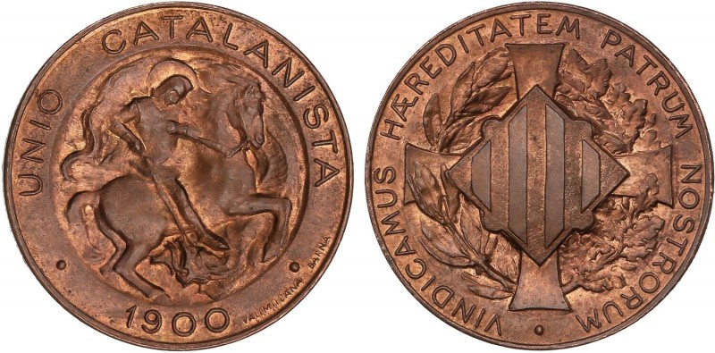 PESETA SYSTEM: CATALONIAN UNION
5 Cèntims. 1900. BARCELONA. Acuñación incusa si...