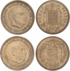 PESETA SYSTEM: ESTADO ESPAÑOL
Estado Español
Lote 2 monedas 1 Peseta. 1947 (*19-49) y (*19-53). SC.