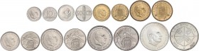 PESETA SYSTEM: ESTADO ESPAÑOL
Estado Español
Serie 8 monedas 10 Céntimos a 100 Pesetas. (*70). En tira original F.N.M.T. PRUEBAS.