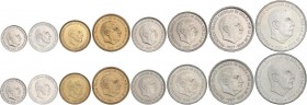 PESETA SYSTEM: ESTADO ESPAÑOL
Estado Español
Lote 2 Series 8 monedas 10 Céntimos a 100 Pesetas. (*71). En tiras originales F.N.M.T. Las de 100 Peset...