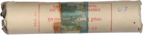 PESETA SYSTEM: ESTADO ESPAÑOL
Cartridge and F.N.M.T.
Lote 50 monedas 5 Pesetas. 1957 (*63). En cartucho original F.N.M.T (abierto). La fecha más esc...