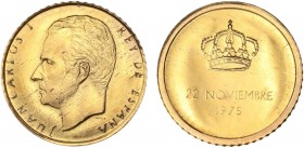 PESETA SYSTEM: JUAN CARLOS I
Juan Carlos I
Medalla proclamación. 22 Noviembre 1975. 0,24 grs. AU. Reproducción en miniatura. EBC.