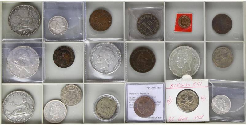 LOTS AND COLLECTIONS
Lote 19 monedas. ISABEL II a II REPÚBLICA. Destacan 5 y 10...