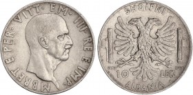 WORLD COINS: ALBANIA
Albania
10 Lek. 1939-R. VÍCTOR MANUEL III. OCUPACIÓN ITALIANA. ROMA. 9,93 grs. AR. KM-34. EBC-.