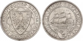 WORLD COINS: GERMANY
Germany
3 Reichsmark. 1927-A. REPÚBLICA DE WEIMAR. BERLÍN. 14,95 grs. AR. Centenario Bremerhaven. Brillo original. KM-50. SC.