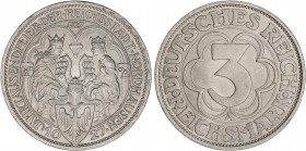WORLD COINS: GERMANY
Germany
3 Reichsmark. 1927-A. REPÚBLICA DE WEIMAR. BERLÍN. 14,97 grs. AR. Milenio Fundación Nordhausen. KM-52. SC.
