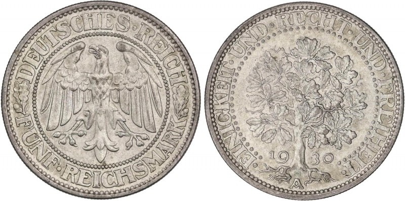 WORLD COINS: GERMANY
Germany
5 Reichsmark. 1930-A. REPÚBLICA DE WEIMAR. BERLÍN...