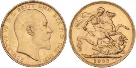 WORLD COINS: AUSTRALIA
Australia
Soberano. 1903-M. EDUARDO VII. MELBOURNE. 7,96 grs. AU. Restos de brillo original. (Leves rayitas en anverso). Fr-3...