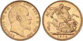 WORLD COINS: AUSTRALIA
Australia
Soberano. 1904-M. EDUARDO VII. MELBOURNE. 7,96 grs. AU. Fr-33 ; KM-15. EBC-.