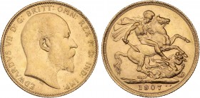 WORLD COINS: AUSTRALIA
Australia
Soberano. 1907-M. EDUARDO VII. MELBOURNE. 7,96 grs. AU. Fr-33 ; KM-15. EBC.