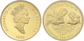 WORLD COINS: CANADA
Canada
100 Dólares. 1990. 13,34 grs. AU 58/100. Año Internacional de la Literatura. En estuche original con certificado. KM-171....