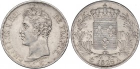 WORLD COINS: FRANCE
France
5 Francos. 1826-A. CARLOS X. PARÍS. 24,91 grs. AR. (Pequeños golpecitos). KM-720.1. MBC+/EBC-.