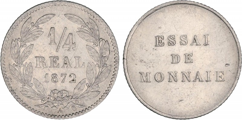 WORLD COINS: HONDURAS
Honduras
Prueba 1/4 Real. 1872. PARÍS. Rev.: ESSAI / DE ...