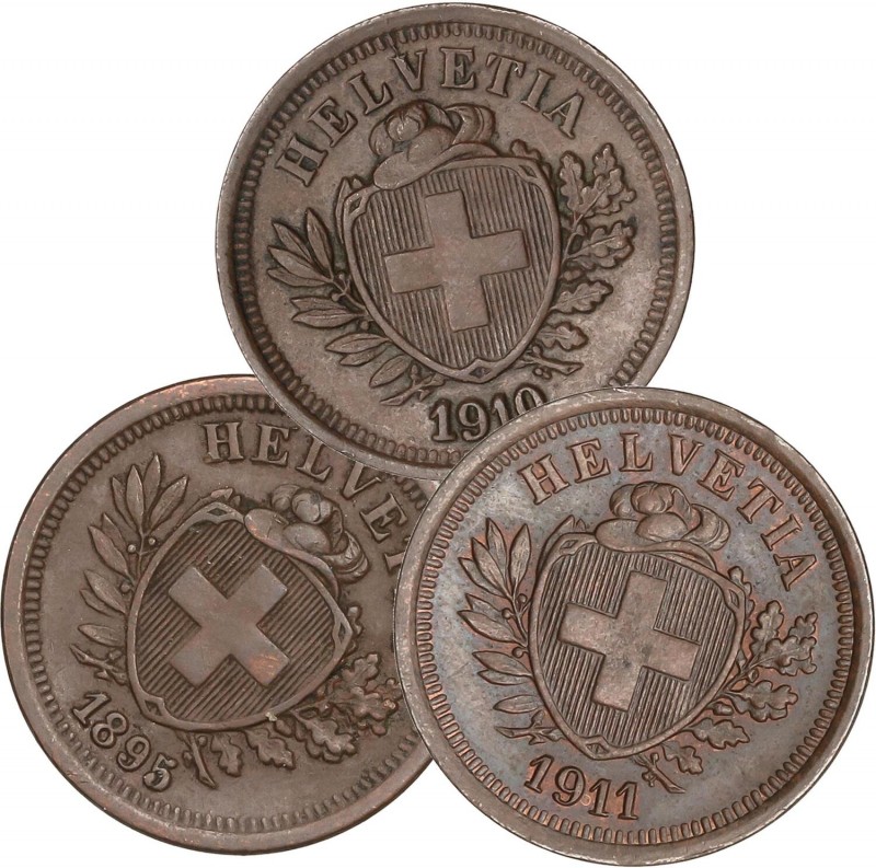 WORLD COINS: SWITZERLAND
Switzerland
Lote 3 monedas 1 Rappen. 1895,1910 y 1911...