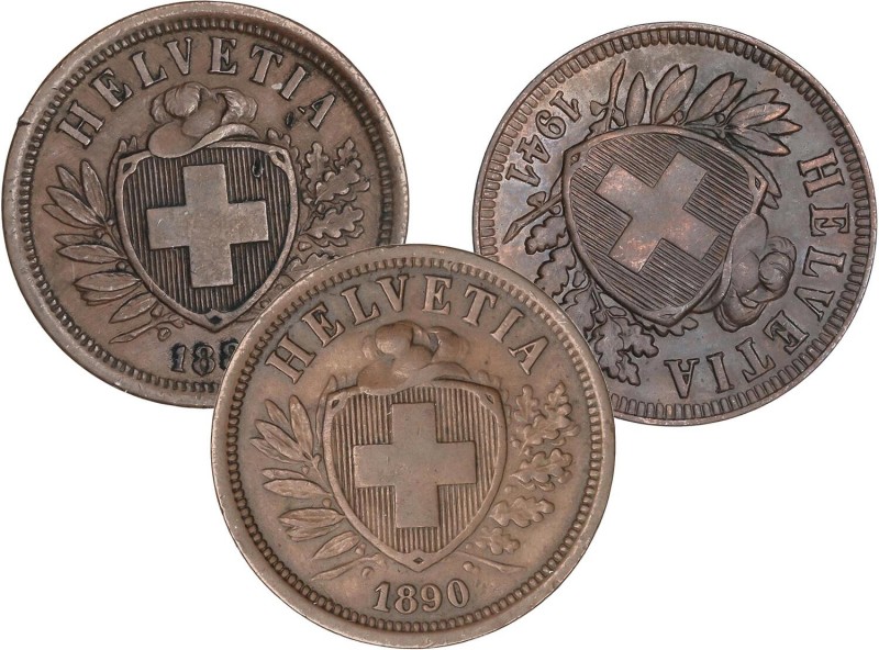 WORLD COINS: SWITZERLAND
Switzerland
Lote 3 monedas 2 Rappen. 1883,1890,1941. ...