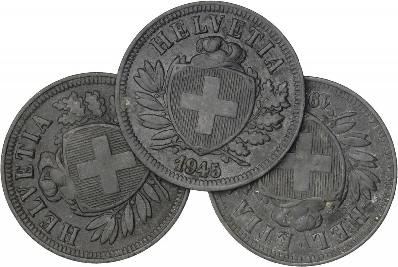 WORLD COINS: SWITZERLAND
Switzerland
Lote 3 monedas 2 Rappen. 1942,1944 y 1945...