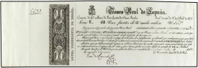 SPANISH BANK NOTES: ANCIENT
Spanish Banknotes
50 Pesos Fuertes de 20 Reales de Vellón. 8 Abril 1837. CARLOS V, PRETENDIENTE. TESORO REAL. Billete co...