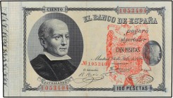 SPANISH BANK NOTES: BANCO DE ESPAÑA
Spanish Banknotes
100 Pesetas. 24 Julio 1893. Jovellanos. Con sello tampón rojo águila de San Juan, de origen pr...