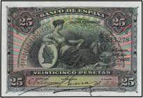 SPANISH BANK NOTES: BANCO DE ESPAÑA
Spanish Banknotes
25 Pesetas. 15 Julio 1907. Patio de los Leones. (Tres pliegues poco perceptibles, muy bien pla...