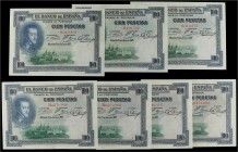 SPANISH BANK NOTES: BANCO DE ESPAÑA
Spanish Banknotes
Lote 7 billetes 100 Pesetas. 1 Julio 1925. Todos sello en seco GOBIERNO PROVISIONAL. Sin Serie...