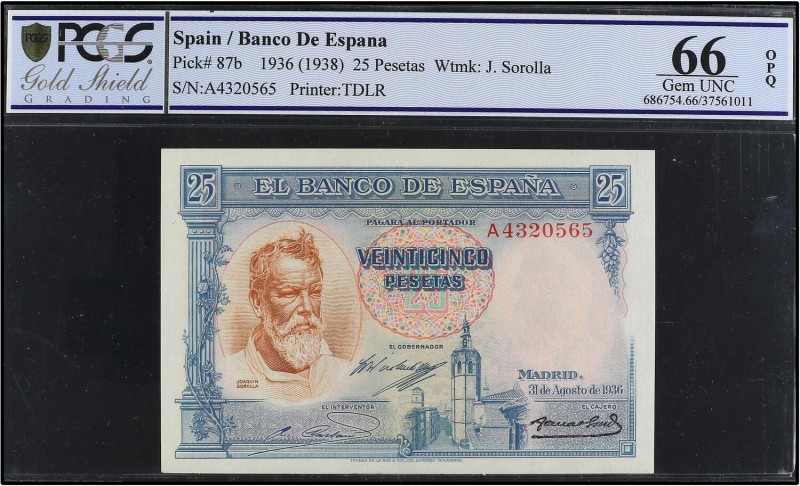 SPANISH BANK NOTES: CIVIL WAR, REPUBLICAN ZONE
Spanish Banknotes
25 Pesetas. 3...