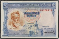 SPANISH BANK NOTES: CIVIL WAR, REPUBLICAN ZONE
Spanish Banknotes
25 Pesetas. 31 Agosto 1936. Sorolla. Serie A. (Arruguitas en algunas esquinas). Ed-...