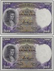 SPANISH BANK NOTES: CIVIL WAR, REPUBLICAN ZONE
Spanish Banknotes
Lot 2 billetes 100 Pesetas. 25 Abril 1931. Fernández de Córdoba. Pareja correlativa...
