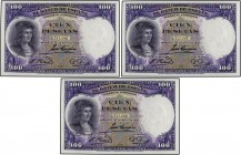 SPANISH BANK NOTES: CIVIL WAR, REPUBLICAN ZONE
Spanish Banknotes
Lote 3 billetes 100 Pesetas. 25 Abril 1931. Fernández de Córdoba. Trío correlativo....