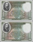 SPANISH BANK NOTES: CIVIL WAR, REPUBLICAN ZONE
Spanish Banknotes
Lote 2 billetes 1.000 Pesetas. 25 Abril 1931. Zorrilla. Pareja correlativa. Ed-362....