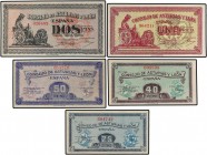 SPANISH BANK NOTES: CIVIL WAR, REPUBLICAN ZONE
Civil War
Serie 5 billetes 25, 40, 50 Céntimos, 1 y 2 Pesetas. 1937. CONSEJO DE ASTURIAS Y LEÓN. A EX...