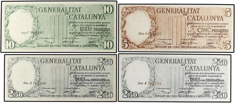 SPANISH BANK NOTES: CIVIL WAR, REPUBLICAN ZONE
Civil War
Serie 4 billetes 2,50...