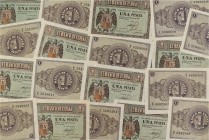 SPANISH BANK NOTES: ESTADO ESPAÑOL
Estado Español
Lote 18 billetes 1 Peseta. 28 Febrero 1938. Serie E. Numeración no correlativa pero con numeros ce...