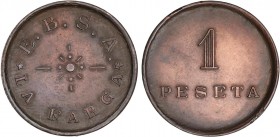 PAPER MONEY OF THE CIVIL WAR: CATALUNYA
1 Peseta. EDMUNDO BEBIÈ SOCIETAT ANÓNIMA. FÀBRICA DE FILATS DE COTÓ. LA FARGA. LES LLOSES. AE. MUY ESCASA. L-...