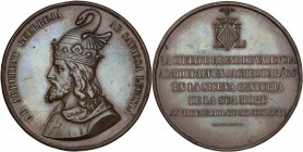 SPANISH MEDALS
VI Centenario de la muerte de Jaume I. 1876. VALENCIA. Br. Ø 50 mm. (Golpecitos). Cru.M-656a. MBC+.