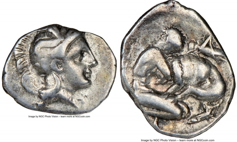 CALABRIA. Tarentum. Ca. 380-280 BC. AR diobol (13mm, 3h). NGC VF. Ca. 325-280 BC...