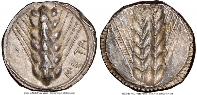 LUCANIA. Metapontum. Ca. 470-440 BC. AR stater (22mm, 7.71 gm, 12h). NGC Choice ...