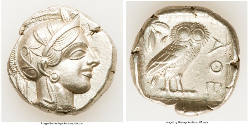 ATTICA. Athens. Ca. 440-404 BC. AR tetradrachm (25mm, 17.18 gm, 8h). XF. Mid-mas...