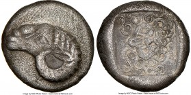 TROAS. Cebren. Ca. 5th Century BC. AR Hemidrachm (10mm, 1.85 gm, 1h). NGC AU 5/5 - 2/5. Ram head left / Head of gorgon facing with tongue protruding, ...