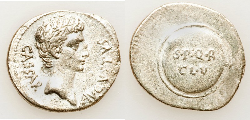 Augustus (27 BC-AD 14). AR denarius (22mm, 3.50 gm, 6h). Choice VF. Spain, Caesa...