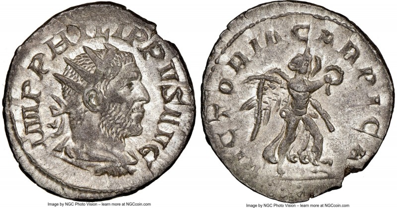 Philip I (AD 244-249). AR antoninianus (22mm, 4.25 gm, 6h). NGC AU 4/5 - 4/5. Ro...