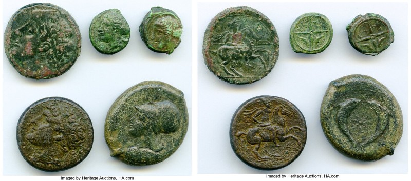 ANCIENT LOTS. Greek. Sicily. Syracuse. Ca. 5th-3rd centuries BC. Lot of (5) five...