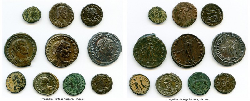 ANCIENT LOTS. Roman Imperial. Mixed. Ca. AD 3rd-4th centuries. Lot of ten (10) B...