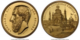 Leopold II gilt-copper Specimen "Antwerp World's Fair" Medal 1885 SP64 PCGS, 50mm. This is only the second time we've offered this elusive World's Fai...