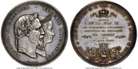 Napoleon III silver "Rouen Royal Visit" Medal 1868-Dated MS63 NGC, By Hamel. 43mm. NAPOLEON III EMPEREUR EUGÉNIE IMPERATRICE, His laureate head and he...