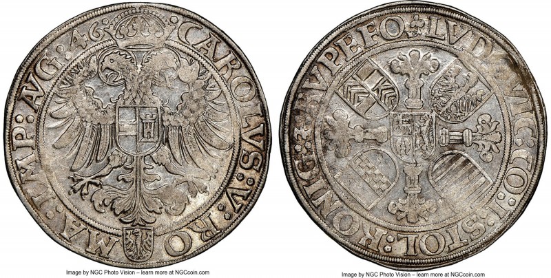 Stolberg. Ludwig II von Königstein Taler 1546 AU Details (Cleaned) NGC, Nördling...